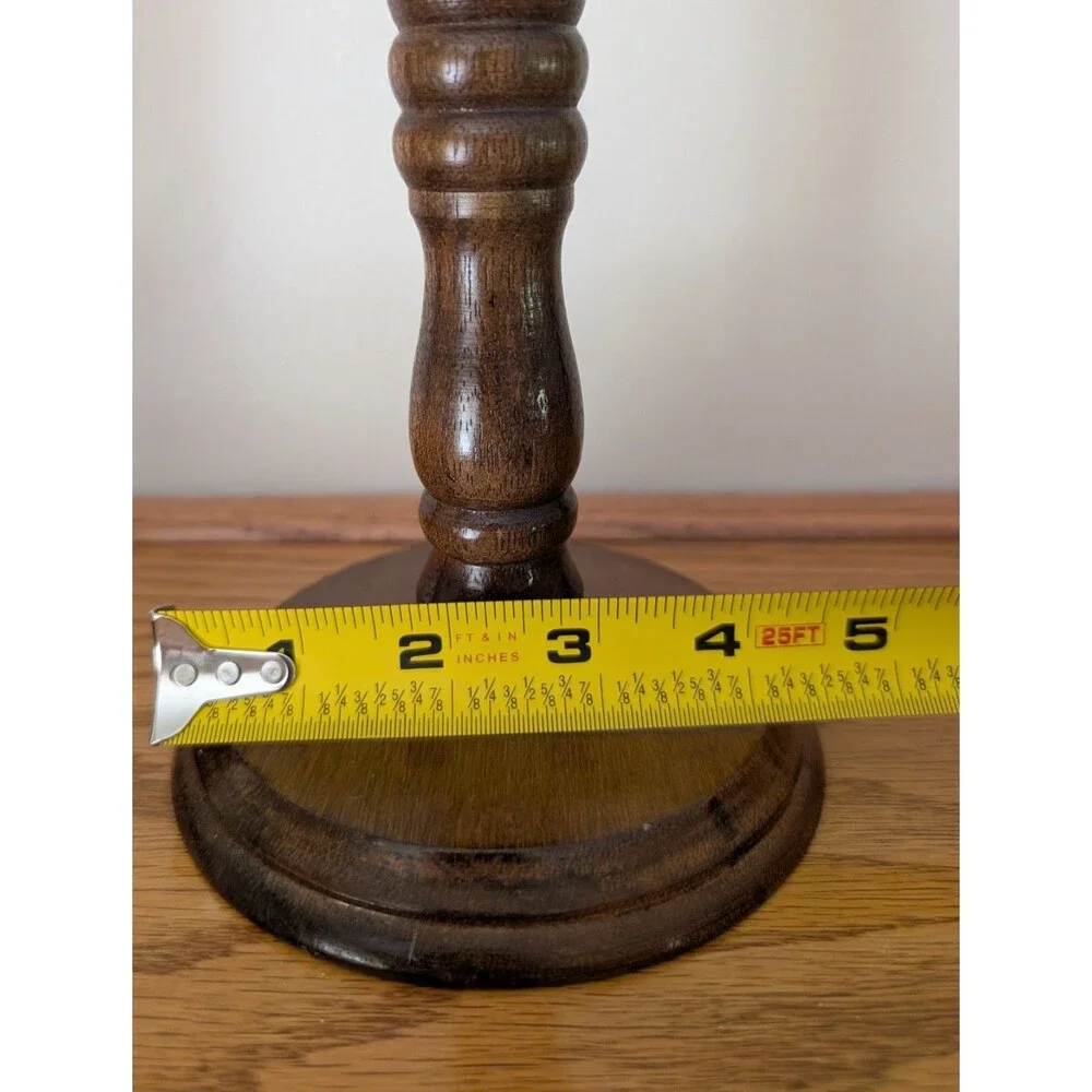 Vintage Pair of Wood Candlestick Holders Medium Brown Cottagecore Country